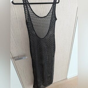GIGI C Black Crochet Swim Coverup